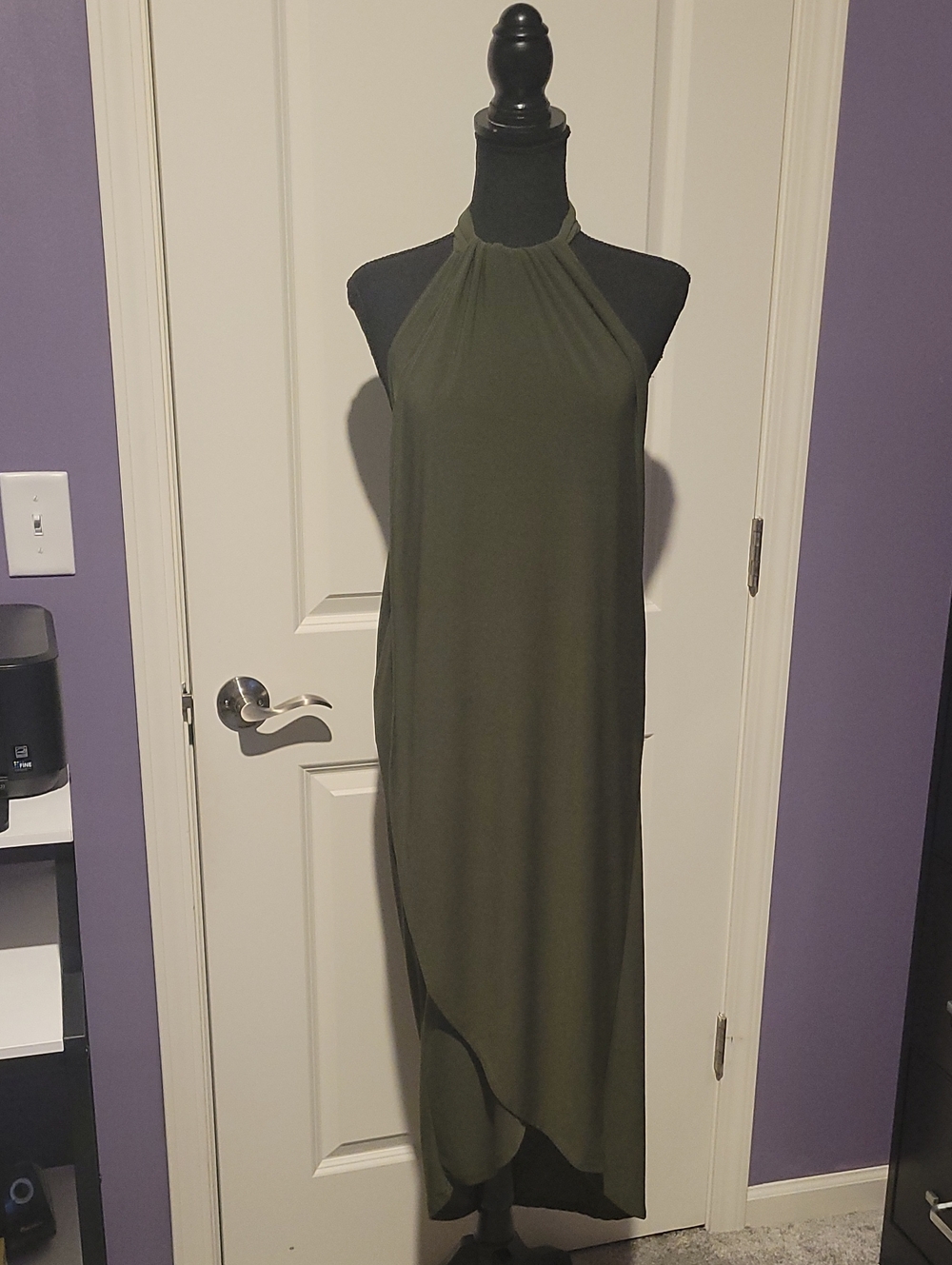 Lyss Loo Olive Green Halter Maxi Dress